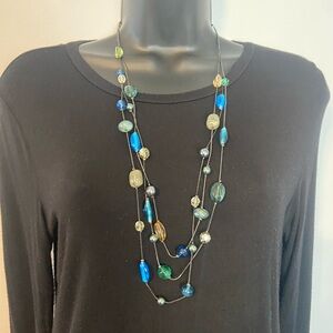 Lia Sophia Blue and Green Beaded Necklace